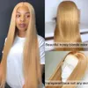 Synthetic Wigs #27 Color Lace Frontal Wigs Brazilian Straight Honey Blonde Lace Front Wigs 13X4 HD Lace Front Human Hair Wigs For Women 240328 240327