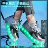 Shoes Kids Roller Shoes Removable Wheel Lights Roller Skate Shoe Boys Girls Casual Sneakers Usb Charge LED Flashing Child Sports Shoes