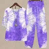 Pantalon de deux pièces pour femmes Femmes T-shirt Costume Léopard Print Spring Top Set avec bouton rétro Décor Loose Fit Demi-manche pour le confort