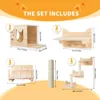 Cat Wall Shees, Furniture Set, Shees and Perches for Wall, Climbing Shelf Playground Scratching Post with 3 Steps Indoor Mounted Condos House
