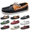 Sapatos casuais masculinos preto lazer prata taupe dlives marrom cinza vermelho verde andando baixo macio multis couro masculino tênis ao ar livre formadores sapatos de barco respirável aa018