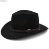 Hoeden met brede rand Emmer Heren Dames Wol Western Cowboy Panama Caps Outdoor Sombrero Reizen Fedora Sunbonnet Partij Maat verstelbaar M-L 240319