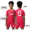 Op maat gemaakt 100% polyester kindervoetbalshirt Ademend voetbalshirt voor jongens Sneldrogend voetbaluniform voor kinderen 2302 240313