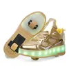 HBP Non-Brand hot LED light children casual sneakers kids skate board shoes two wheels boys roller skating shoes for girls
