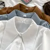 Свободные женские рубашки S-3XL, сладкий весенний стиль в консервативном стиле, шикарные мягкие солнцезащитные укороченные топы, Эстетические нежные универсальные повседневные топы в стиле Харадзюку 240319