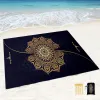 Mat Boho Black Gold Mandala Sand Proof Beach Beach Backet Sand Proof 매트 코너 포켓 및 해변 파티, 여행, 캠핑을위한 메쉬 가방