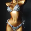 2020 neue Stil Kristall Diamant Bikini Set Bandage Öffnen Bademode Push-Up Strass Bling Steinen Sexy Frauen Badeanzug Bademode