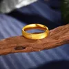 Cluster Rings Simple Elegant Shiny 24 K Gold Color For Women Men Luxury Lover Couple Ring Wedding Engagement Gifts Not Fade