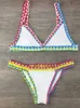 Crochet womens knitted swimsuit chloroprene rubber bikini beach suit Bohemian style swimsuit two-piece swimsuit 240319