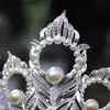 Tiaras Baroque retro headdress wedding silver pearl crown hair dress wedding hair dress bride headdress womens popular hair crown Y240319