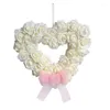 Couronne de fleurs décoratives en forme de cœur pour la saint-valentin, guirlande de roses florales pour porte, 13.77 pouces, facile à utiliser