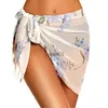 Kjolar Skorts strandsarong-pareo för kvinnors chiffong semi-sheer baddräkt cover-ups sido slips kort wrap kjol för badkläder baddräkt 240319