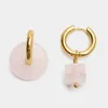 Baumelnde Ohrringe JBJD Trendy Mode Rosa Naturstein Kreis Perlen Anhänger Vergoldet Creolen Für Frauen Mädchen