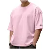 Herren-T-Shirts, Herren-Cord-Lose-T-Shirt, Sommer, Rundhalsausschnitt, Baumwolle, Laufen, kurze Ärmel, Trashier-Shirt J240319