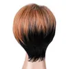 Syntetyczne peruki Krótkie faliste syntetyczne peruki Ombre Brown Black Prostą imprezę i codziennie używaj włosów dla kobiet odpornych na ciepło 240329