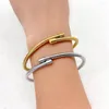 Bangle Charme Alta Qualidade Texturizado 304L Pulseira de Aço Inoxidável Mulheres Declaração Banhado A Ouro Camadas Acessórios Diários