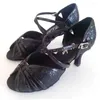 Dansskor Elisha Women's Professional Latin Salsa Open Toe Party Soft Sole Customized Heel Black