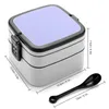 Dinnerware Periwinkle Blue Double Layer Bento Box Portable Container Pp Material Solid Color