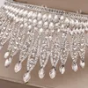 Tiaras trendiga silverfärg Roteston Crystal Queen Big Crown Bridal Wedding Tiara Women Beauty Pageant Bridal Hair Accessories smycken Y240319