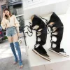 Boots Women thong shoes Denim summer boots Low heels Over the knee high boots Woman black blue beige shoes Clip toe sandals MAZIAO