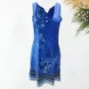 Casual Dresses Vintage Floral Print Dress Bohemian Summer For Women V-Neck A-Line Cut Lople Fit Vacation Fashion Supply