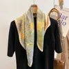 Scarves Tropical Jungle Real Silk Square Scarf Women Hair Ribbon Headband Ladies Neck Tie Wrist Wrap Neckerchief Shawl Bandana