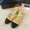 Kanal Kadın Slingbacks Sandal Zincirleri Bale Daireler Ayakkabı Espadriller Sandaletler Sandaletler Parti Ayakkabı Ayakkabıları Chunky High Topuklu Terlik Pompaları Soafers 874