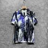 Men's Casual Shirts Street Fashion Casual Hip-Hop High Street Art Sketch Print Cool Satin Short Sleeve Shirt J240319