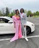 Party Dresses Shinny Pink Prom For Black Girls One Shoulder Thigh-High Slits Sequined Africa Matric Dance Gowns Homecoming Dress