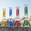 Bongs en verre de 10 pouces Modèle d'abeille coloré Narguilés Perc droit Huile Dab Rigs 18mm Tuyaux d'eau à joint femelle avec bol diffusé Downstem DCB20101