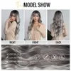 Synthetic Wigs Cosplay Wigs Long Wavy Silver Gray Ombre Blonde Wigs with Bangs Curly Platinum Cosplay Natural Hair Wigs for Women Afro Heat Resistant Fiber 240327