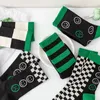 Meias masculinas inverno outono homem louco conjunto dos desenhos animados personalizado preto verde xadrez engraçado skate esportes algodão vender