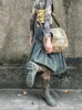 Kjolar kvinnor 2000-talet harajuku mode jean midi kjol denim midi veckade a-line kjolar mörka akademia y2k preppy japansk grunge gyaru newl2403