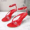 Dress Shoes Pinch Foot Flip-flops Women Sandals 2023 Fashion Summer New Office 8CM Transparent Wedges Sexy Model Catwalk Show H240325