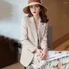 Damespakken Kaki Vrijetijdspak Jas Lente Herfst Stijl Temperament Slim Fit Dames Comfortabele Voering Wilde Blazer S-4XL