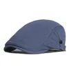 Showersmile Cotton Mens Beret Hat Style البريطانية Sboy Solid Beige Black Navy Khaki Spring Spring Summer Cap قابلة للتعديل 5560 سم 240311