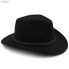 Sombreros de ala ancha cubo hombres mujeres lana occidental vaquero panama gorras al aire libre sombrero viaje fedora sunbonnet fiesta tamaño ajustable m-l 240319