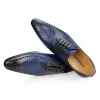 Schuhe Herren handgefertigte Kleiderschuhe Blau Mode Druck lässig Office Business Pointed Toe Oxford Formale Schuhe für Männer Großhandel