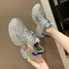 HBP nie markowe lśniące popularne zapatillas zapatos mejr diamond foamposit ladies kobieta przezroczysta klinowy klin Summer Chunky Sneaker