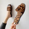 Slippers 15One-line Leopard Print Half For Women Outer Wear 2024 Fashion Pointed Flat Sandals Without Heel Large Size Sandal