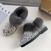 Boots Women Boots Glitter Short Boots Female Cozy Warm Ankle Boots Woman Flat Furry Shoes Women's Bling Snow Boots Zapatos De Mujer