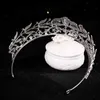 Tiaras Bridal Headdress الزفاف الزركون تاج غطاء الرأس الزفاف فستان الشعر الفضي الكريستال غطاء الرأس و Crown Y240319