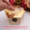 Gift Wrap Double Rings Style Hexagon Shape Box Acrylic Mirror Cover Custom Name Party Wood Boxes Candy Holder Display Decor