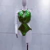 Bühnenkleidung Frauen Objektiv Ausschnitt Body Nachtclub Dj Rave Outfit Unregelmäßige Spiegel Kostüme Sexy Gogo Tanzkleidung
