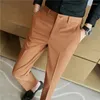 Costumes pour hommes hommes brodé élastique Boutique pantalon Style britannique mâle formel pantalon qualité affaires décontracté Smim Fit costume