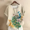 T-shirt da donna T-shirt da donna New Fashion Summer Peacock 3DPrint T-shirt girocollo a maniche corte con stampa 3D Camicetta allentata casual di colore bianco Top Plus SizeC24319