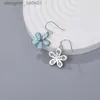 Stud XYOP Naturel Larimar Bleu Niche Cinq Pétale Fleur Crochet D'oreille Brûlant Noël Chaud Pour L'hiver Chaud PraiseC24319