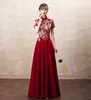 Vêtements ethniques exquise applique broderie femme longue qipao soirée robe de soirée mariée chinoise mariage classique vintage banquet