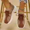 Sıradan Ayakkabı Marka Tasarımı Örme Platform Spor Ayakkabıları Kadınlar 2024 Bahar Yumuşak Kalın Sole Sport Kadın Artı Boyut 42 Nefes Alabilir Koşu