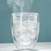 Weingläser, niedlicher tragbarer Wasserbecher, doppelwandiges Glas mit luftdichtem, auslaufsicherem Silica-Deckel, transparenter, isolierter Becher für Kaffee, Milch, Tee, Saft